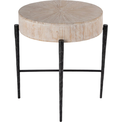 Akemi Wood Side Table by Butler Specialty Company in light brown. Made from iron, mango solids in a transitional style.