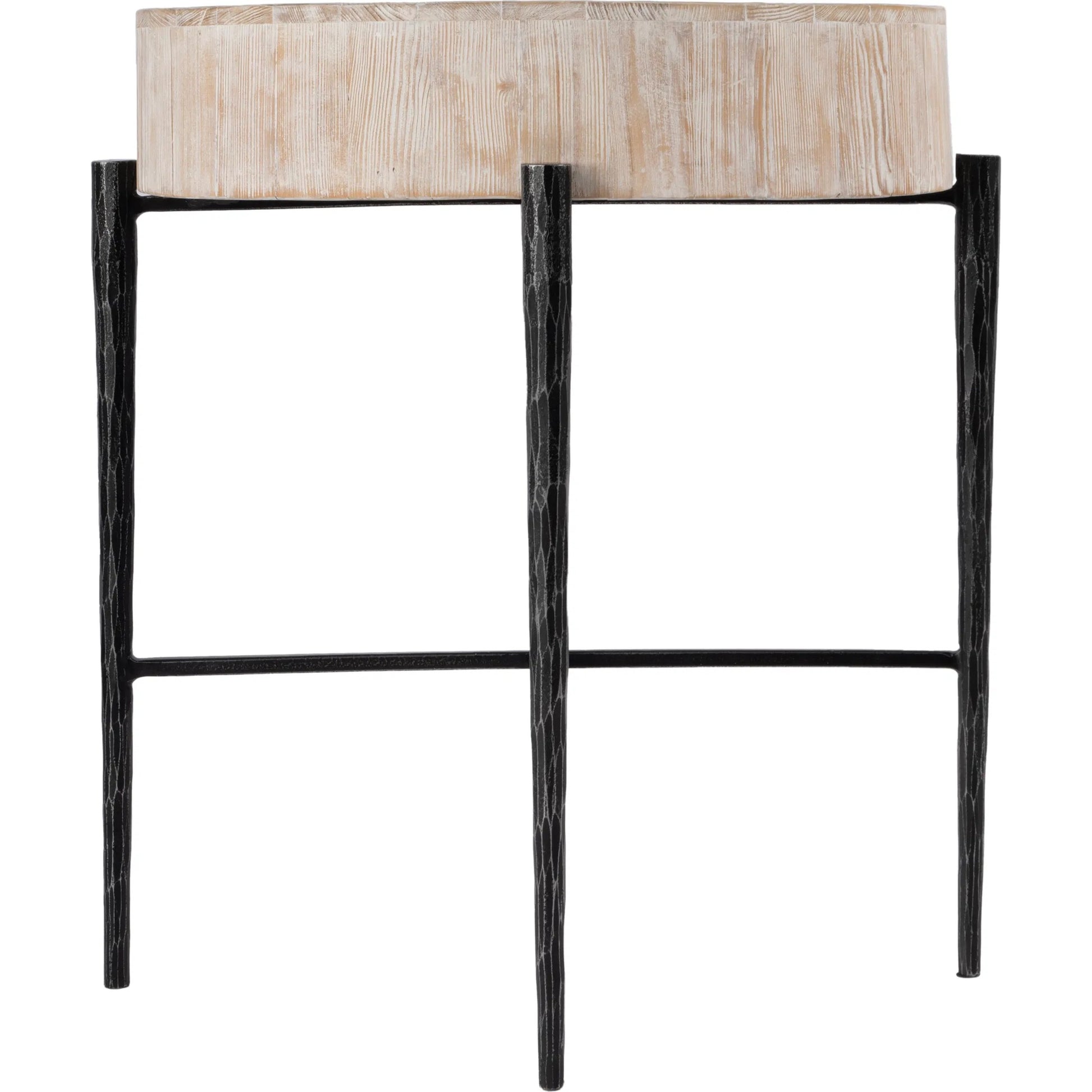 Akemi Wood Side Table by Butler Specialty Company in light brown. Made from iron, mango solids in a transitional style.