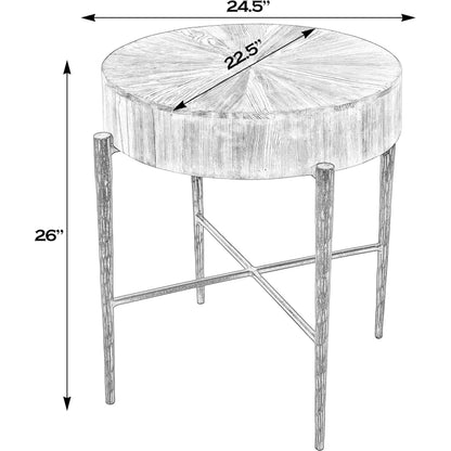 Akemi Wood Side Table by Butler Specialty Company in light brown. Made from iron, mango solids in a transitional style.