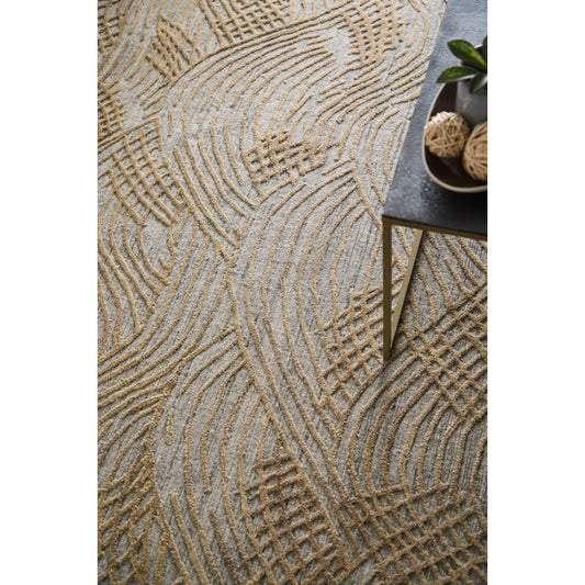 Taunton Transitional Rug - T17T8007 by Thom Felicia by Feizy Rugs in gold, gray. Made from viscose, wool in a unique style.