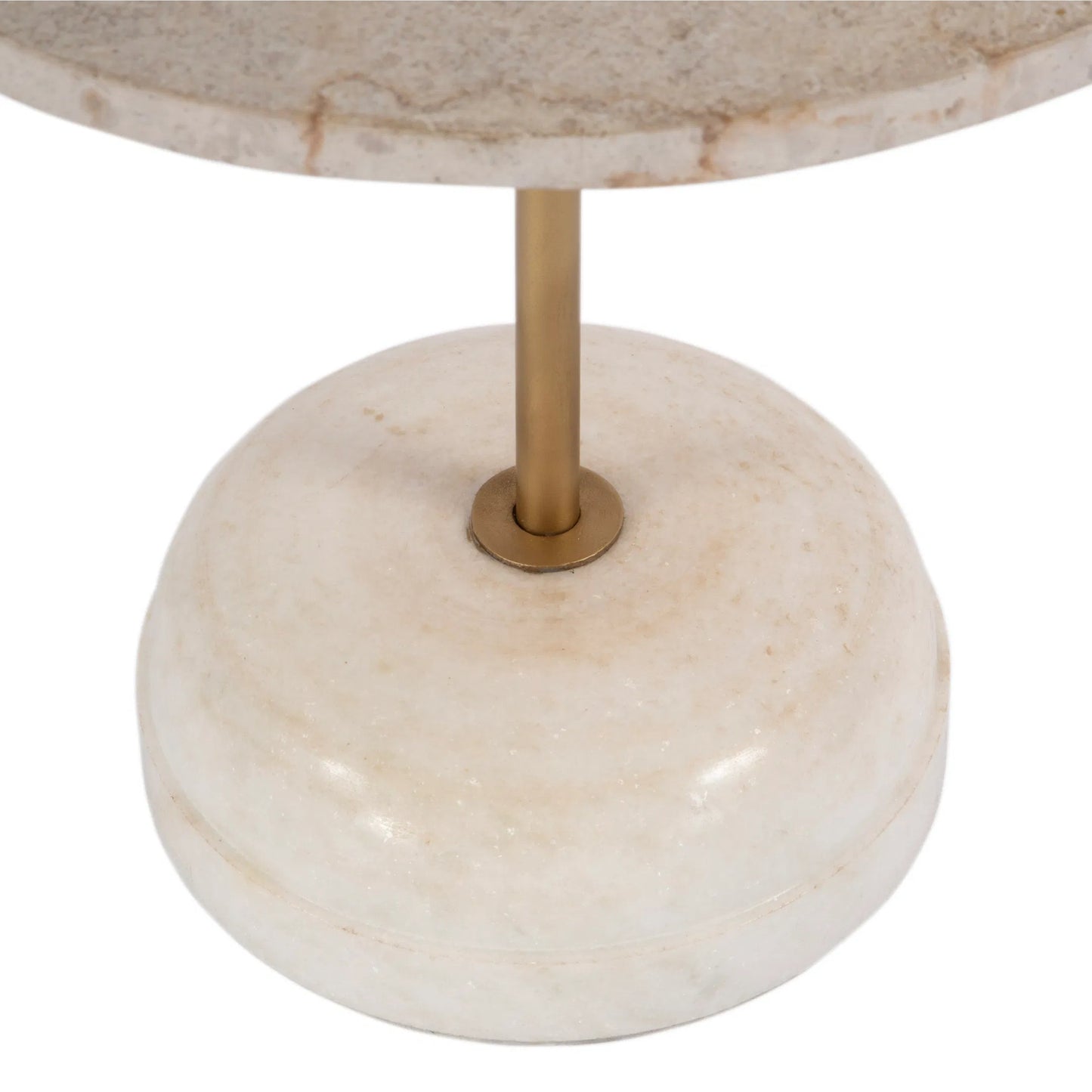 004 SI-2333968 | Closeup | Lucia Pedestal Side Table by Butler Specialty Company in white. Made from marble, iron, mdf in a transitional style.