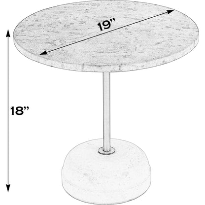 Lucia Pedestal Side Table by Butler Specialty Company in white. Made from marble, iron, mdf in a transitional style.