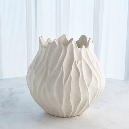 Bloom Round Vase by Global Views in matte white. Made from unique in a modern style.