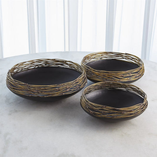 Nest Bowl by Global Views in brown and brass. Made from unique in a unique style.