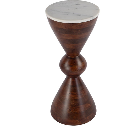 Amra Side Table by Butler Specialty Company in brown. Made from mango, marble, iron in a traditional style.
