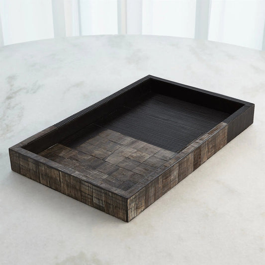 Gilles Ribbed Horn/Resin Tray by Global Views. Made from mdf, buffalo horn, resin in a modern style.