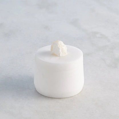 Alabaster Tapered Round Box with Rock Finial by Global Views in white. Made from alabaster in a modern style.