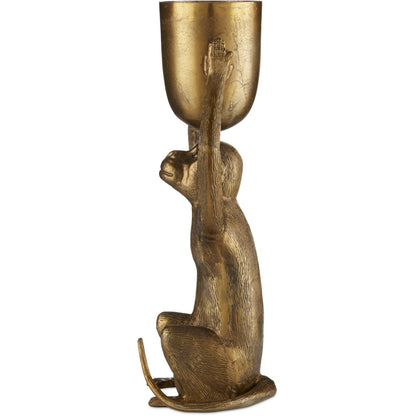 Abu Planter by Currey and Company in antique gold. Made from cast aluminum in a modern style.