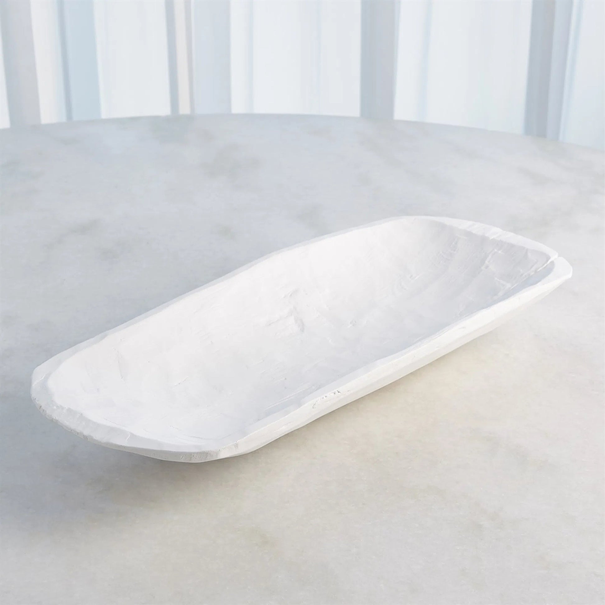 Faux Timber Rectangular Bowl by Global Views in matte white. Made from unique in a modern style.