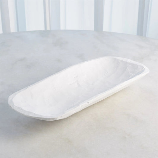 Faux Timber Rectangular Bowl by Global Views in matte white. Made from unique in a unique style.