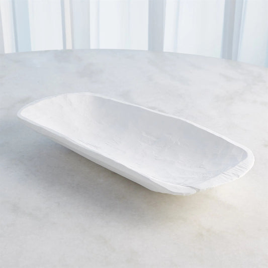 Faux Timber Rectangular Bowl by Global Views in matte white. Made from unique in a modern style.