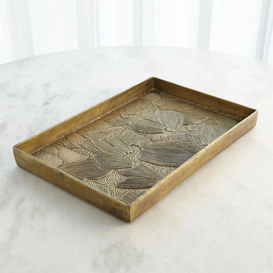 Flora Tray by Global Views in antique brass. Made from unique in a unique style.
