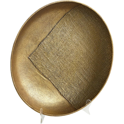 Linen Medium Round Tray by Global Views in sand and brass. Made from unique in a modern style.