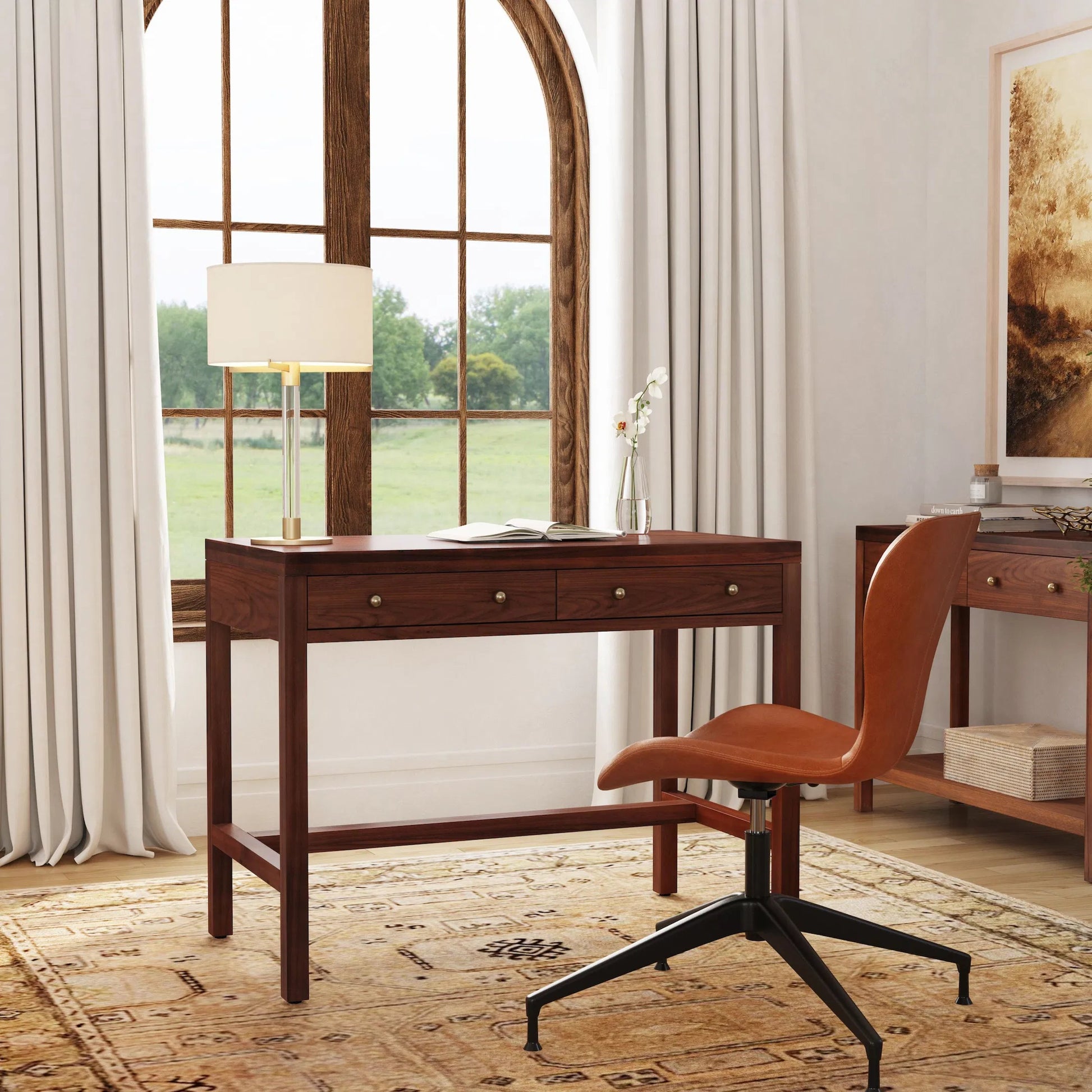 Nora 2 Drawer Writing Desk by Butler Specialty Company. Made from acacia wood, acacia veneer, mdf in a unique style.