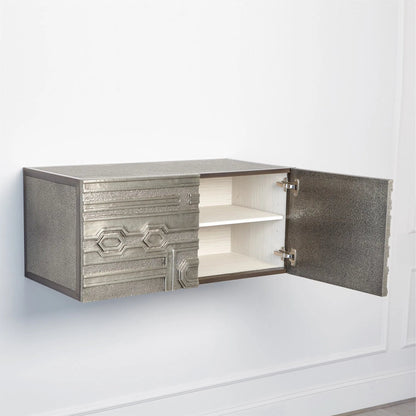 Abstract Block Right Cabinet by Global Views in silver. Made from mango, mdf in a modern style.