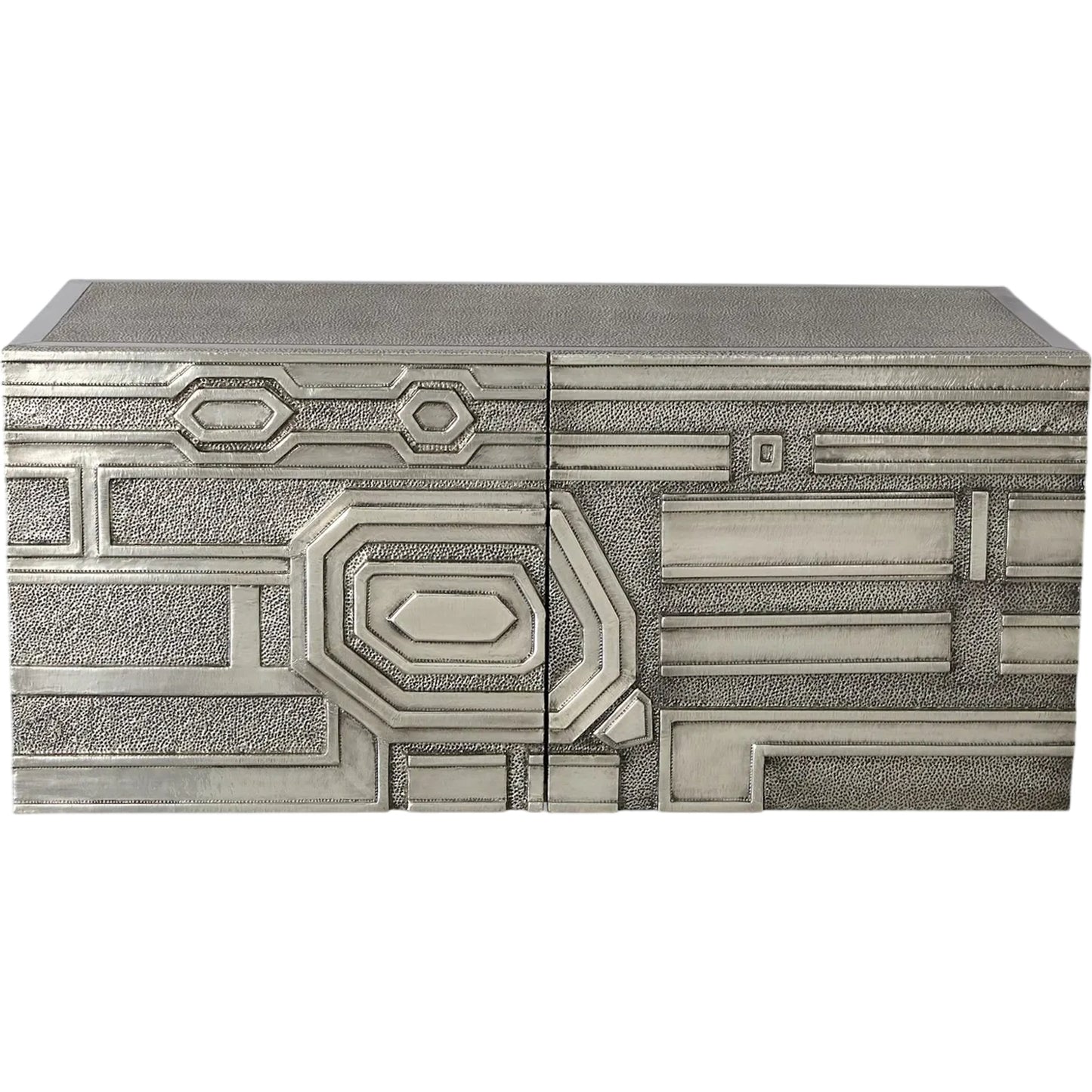 001 SI-2446032 | Primary Silo | Abstract Block Left Cabinet by Global Views in silver. Made from mango, mdf in a modern style.