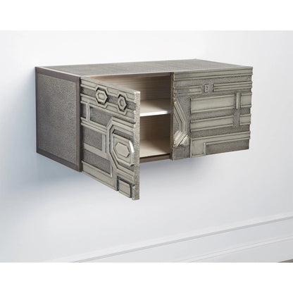 Abstract Block Left Cabinet by Global Views in silver. Made from mango, mdf in a modern style.