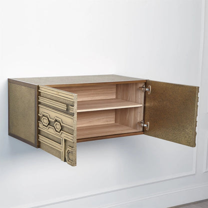 Abstract Block Cabinet-Right by Global Views in brass. Made from unique in a modern style.