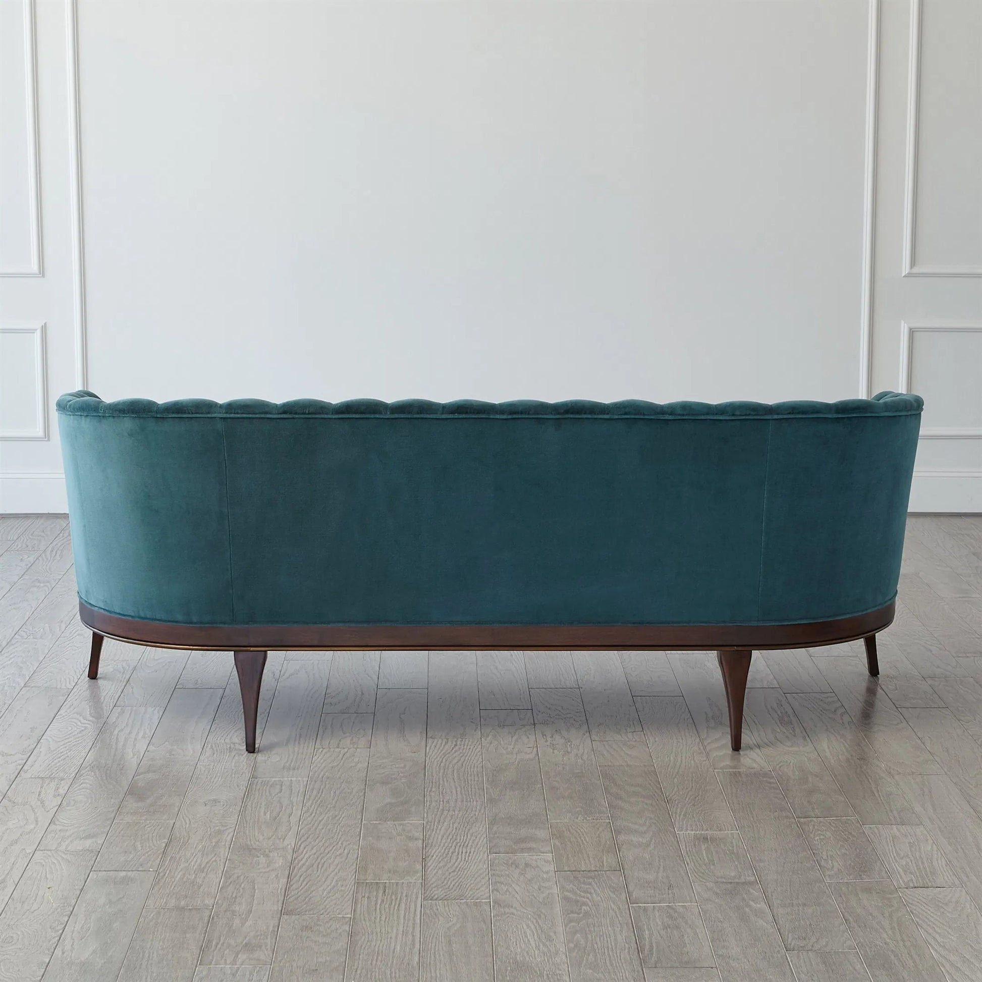 Channel Back Sofa by Global Views. Made from solid walnut, fabric, wood, 100% cotton, double rub: 50,000 in a modern style.