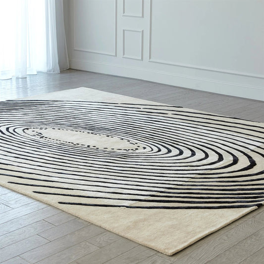 Concentric Circles Rug by Global Views in fawn. Made from unique in a unique style.