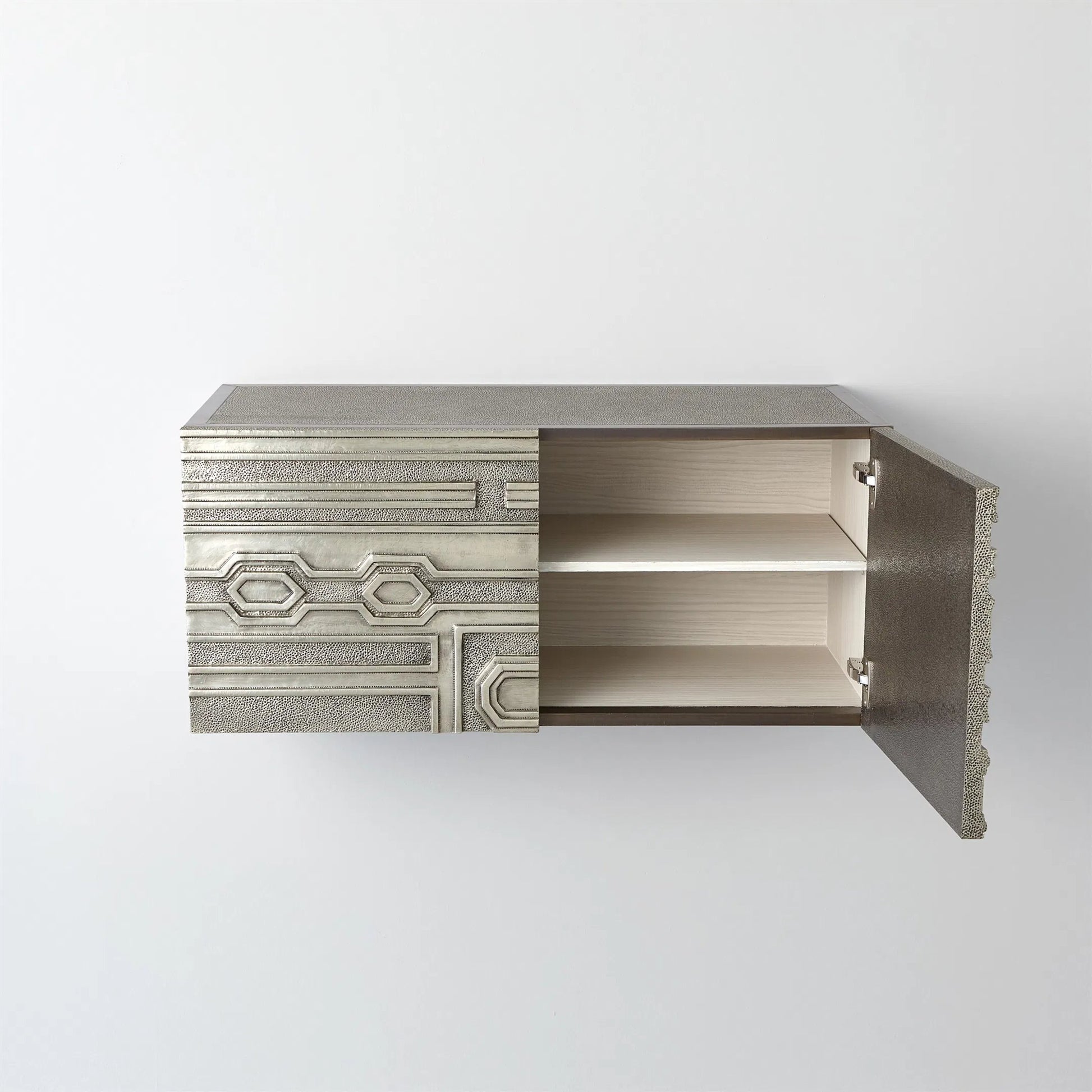 Abstract Block Right Cabinet by Global Views in silver. Made from mango, mdf in a modern style.