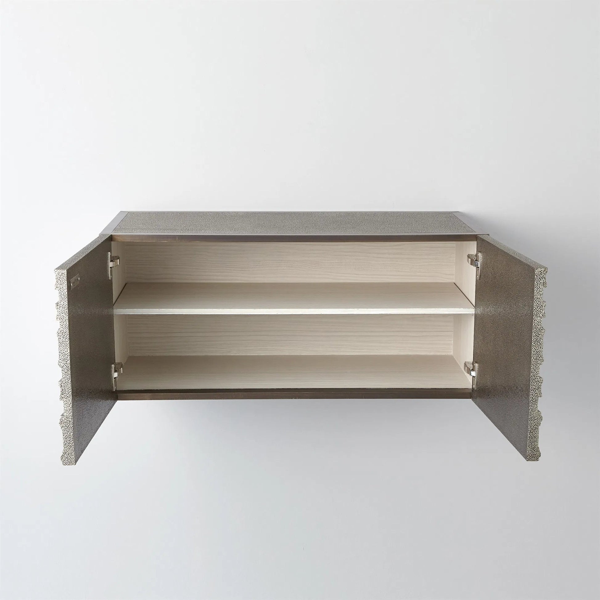 Abstract Block Right Cabinet by Global Views in silver. Made from mango, mdf in a modern style.