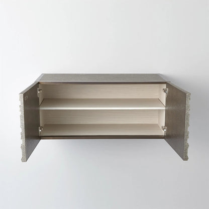 Abstract Block Right Cabinet by Global Views in silver. Made from mango, mdf in a modern style.