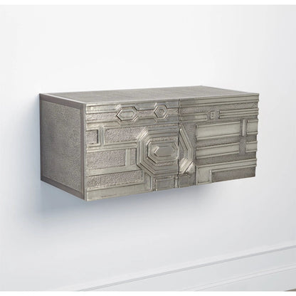 Abstract Block Left Cabinet by Global Views in silver. Made from mango, mdf in a modern style.