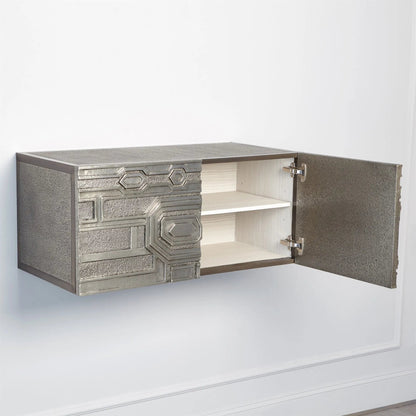 Abstract Block Left Cabinet by Global Views in silver. Made from mango, mdf in a modern style.