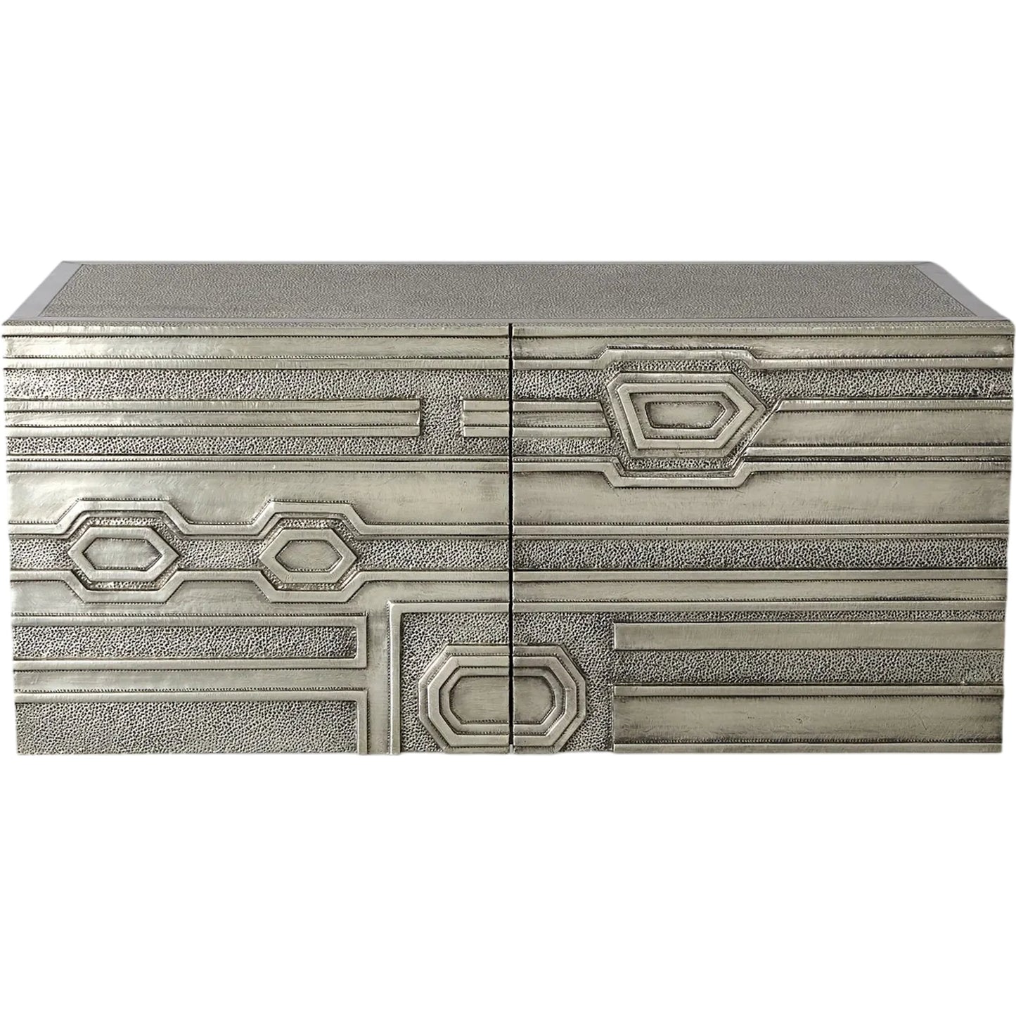 001 SI-2446031 | Primary Silo | Abstract Block Right Cabinet by Global Views in silver. Made from mango, mdf in a modern style.