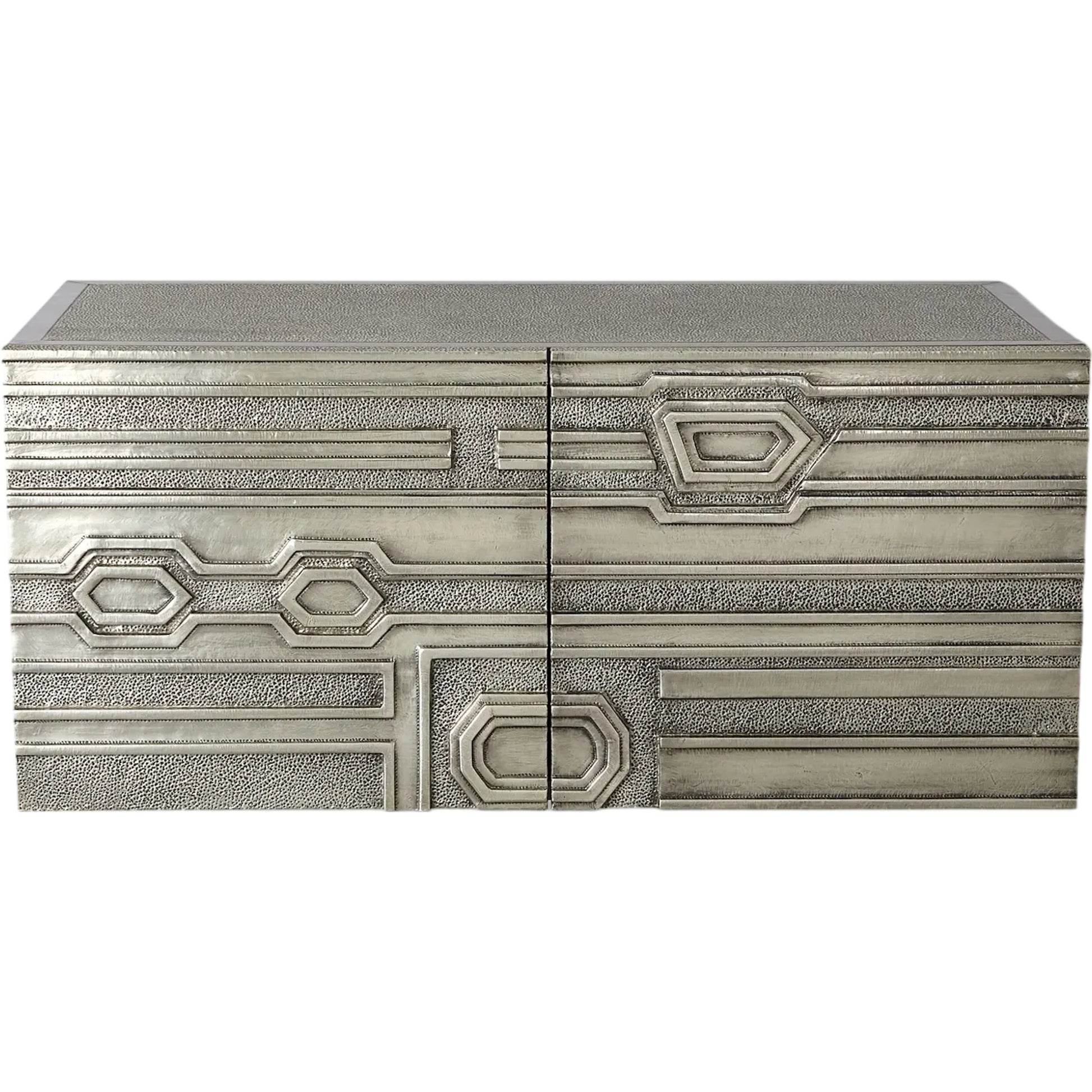 Abstract Block Right Cabinet by Global Views in silver. Made from mango, mdf in a modern style.