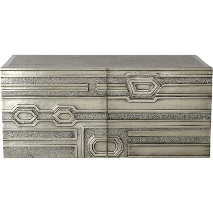 Abstract Block Right Cabinet by Global Views in silver. Made from mango, mdf in a modern style.