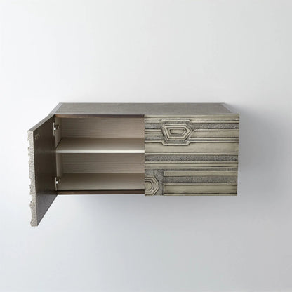 Abstract Block Right Cabinet by Global Views in silver. Made from mango, mdf in a modern style.