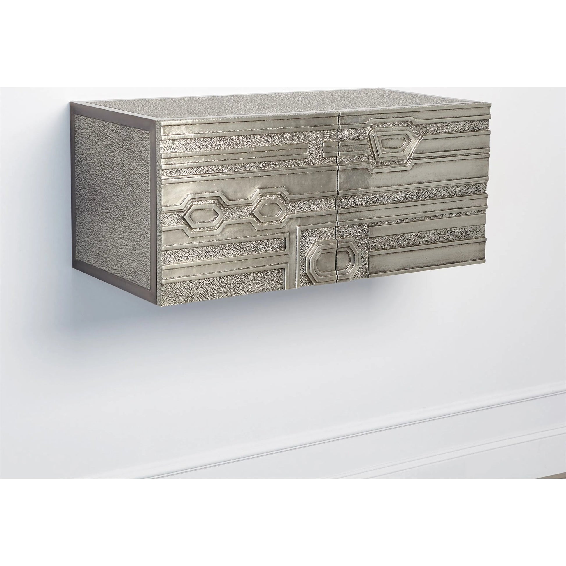 Abstract Block Right Cabinet by Global Views in silver. Made from mango, mdf in a modern style.