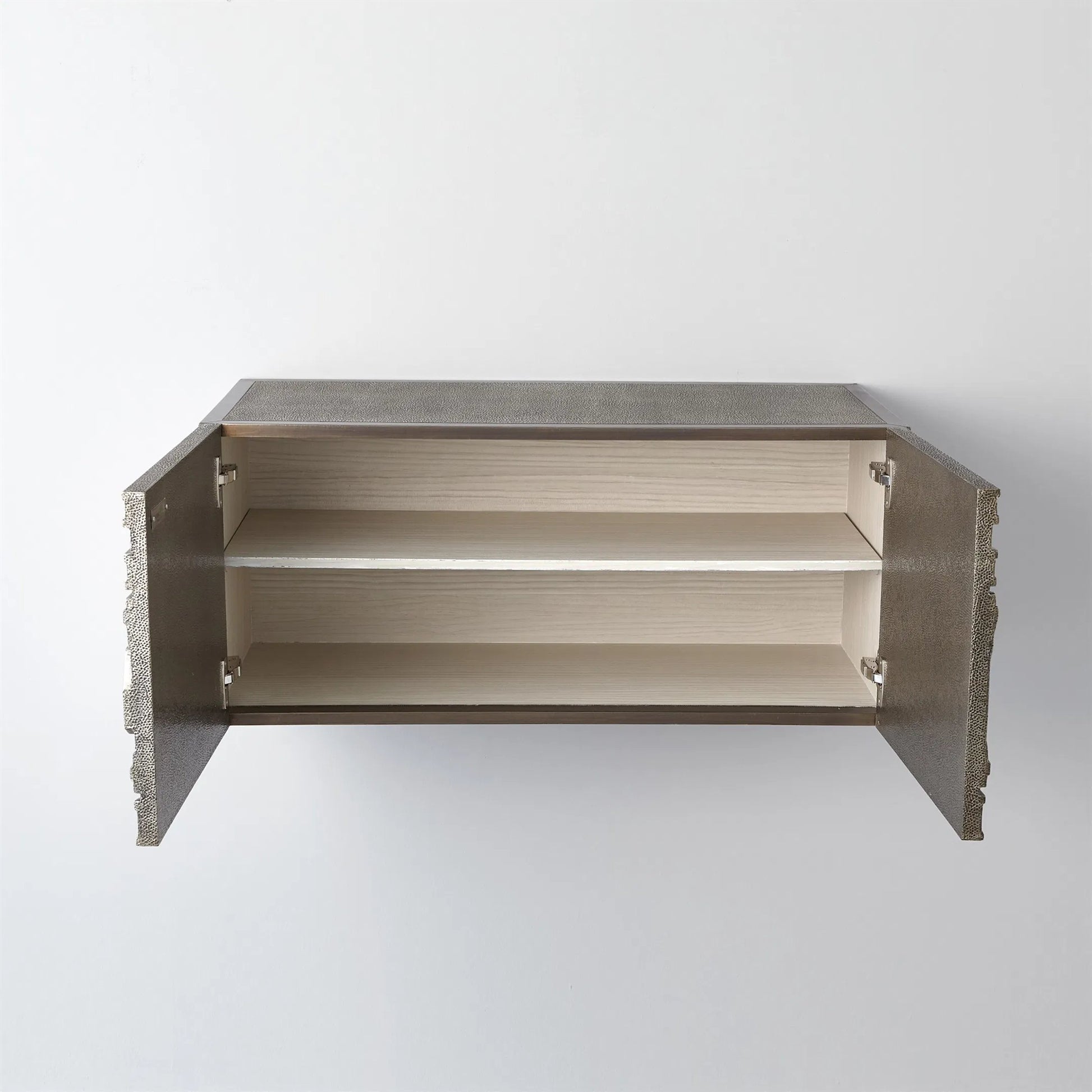 Abstract Block Left Cabinet by Global Views in silver. Made from mango, mdf in a modern style.