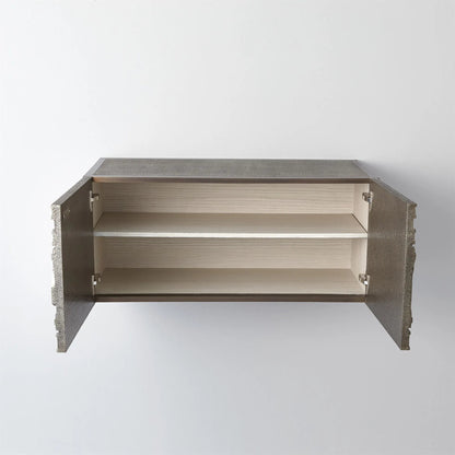 Abstract Block Left Cabinet by Global Views in silver. Made from mango, mdf in a modern style.