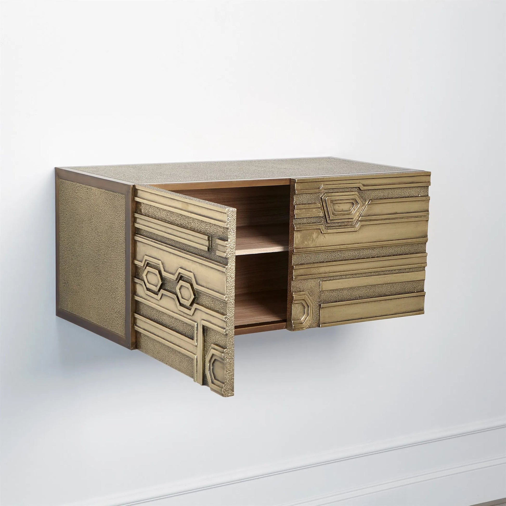 Abstract Block Cabinet-Right by Global Views in brass. Made from unique in a modern style.