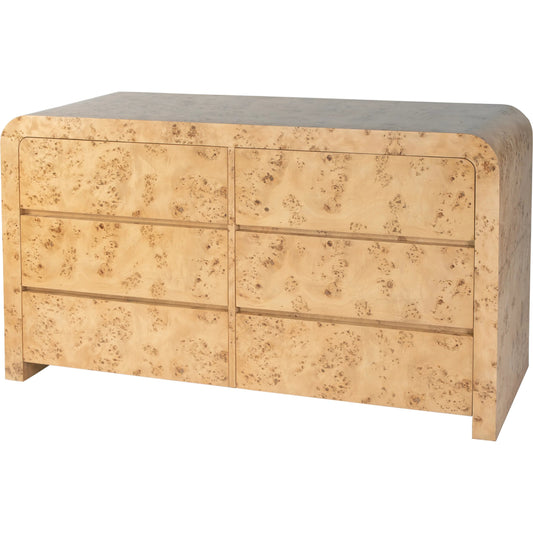 Cora Dresser by Butler Specialty Company in light burl. Made from mixed wood, mdf, mappa burl veneer in a unique style.