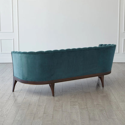 Channel Back Sofa by Global Views. Made from solid walnut, fabric, wood, 100% cotton, double rub: 50,000 in a modern style.