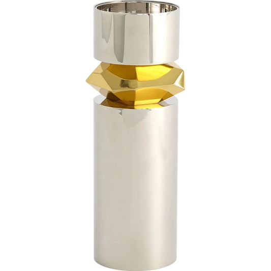 Romano Nickel Candle Holder by Global Views. Made from brass in a modern style.