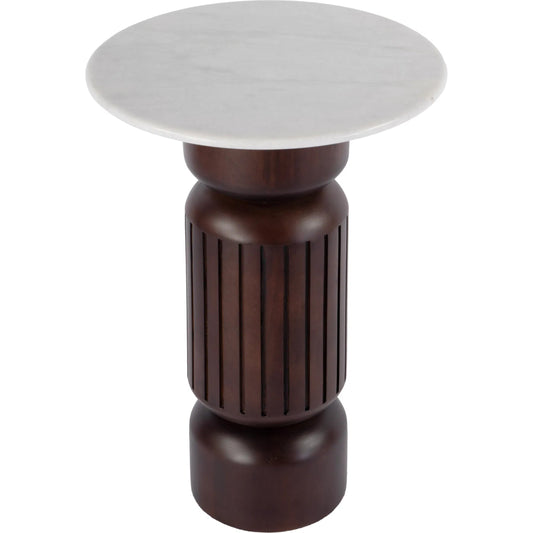 Nala Side Table by Butler Specialty Company in brown. Made from mango, marble, iron in a unique style.