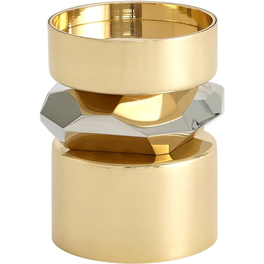 Romano Brass Candle Holder by Global Views in nickel and shiny brass. Made from unique in a modern style.