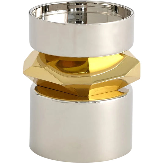 Romano Nickel Candle Holder by Global Views. Made from brass in a modern style.