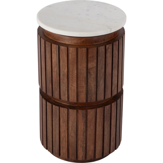Newton Side Table by Butler Specialty Company in brown. Made from mango, marble, iron in a unique style.