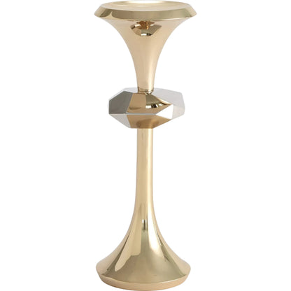 Gabriel Brass Candle Holder by Global Views. Made from brass in a modern style.