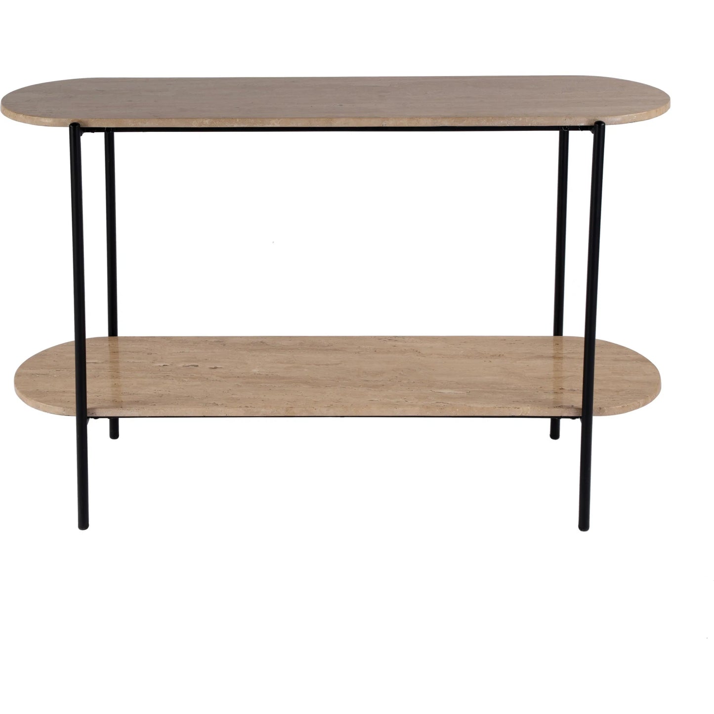 002 SI-2334012 | Additional Silo | Rinaldi 2-Tier Console Table by Butler Specialty Company in natural. Made from iron, travertine marble and mdf in a transitional style.