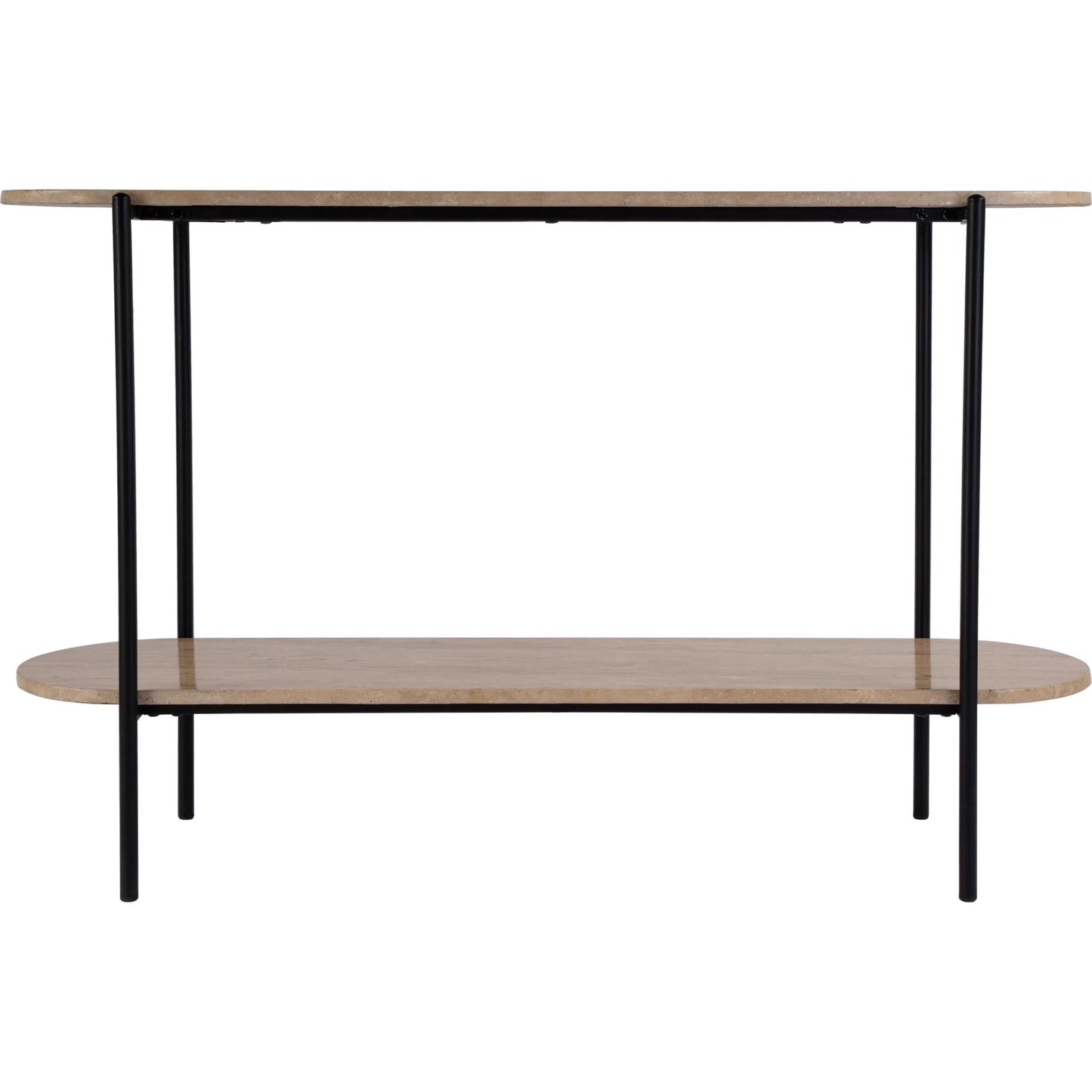 003 SI-2334012 | Additional Silo | Rinaldi 2-Tier Console Table by Butler Specialty Company in natural. Made from iron, travertine marble and mdf in a transitional style.