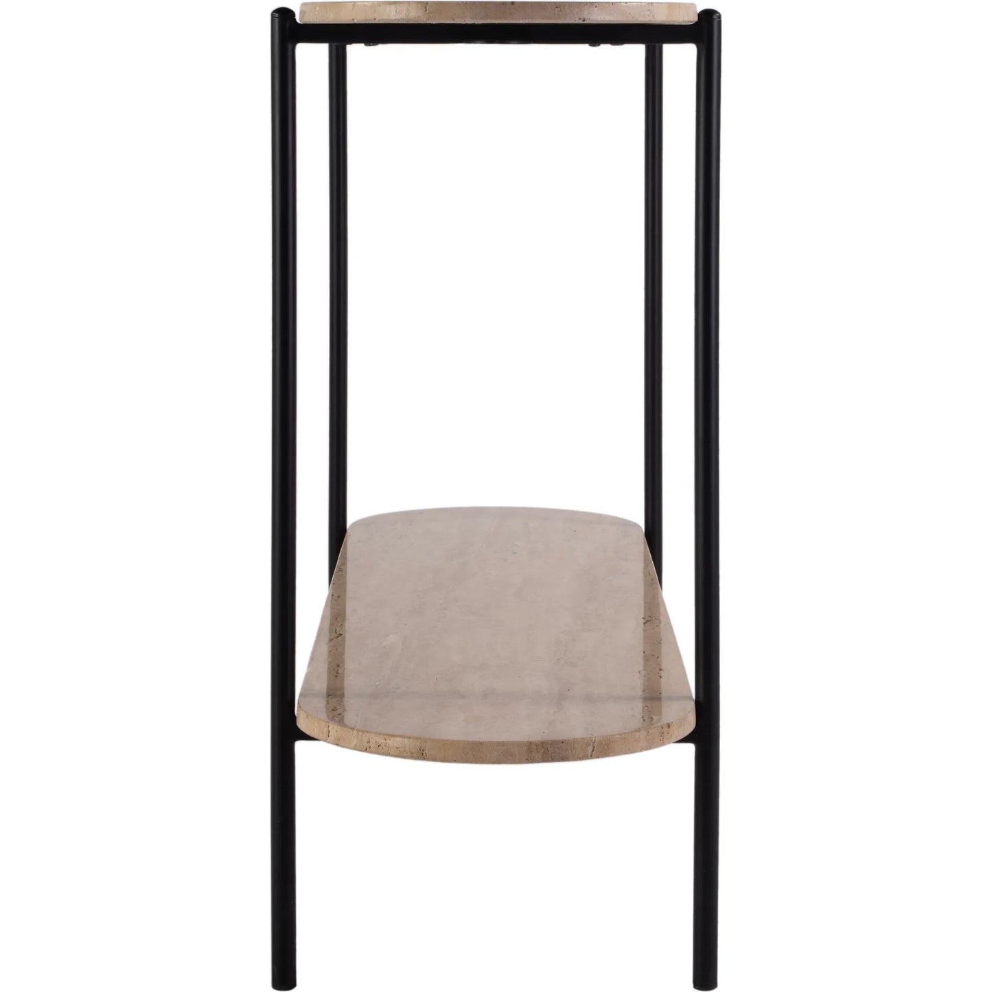 005 SI-2334012 | Additional Silo | Rinaldi 2-Tier Console Table by Butler Specialty Company in natural. Made from iron, travertine marble and mdf in a transitional style.