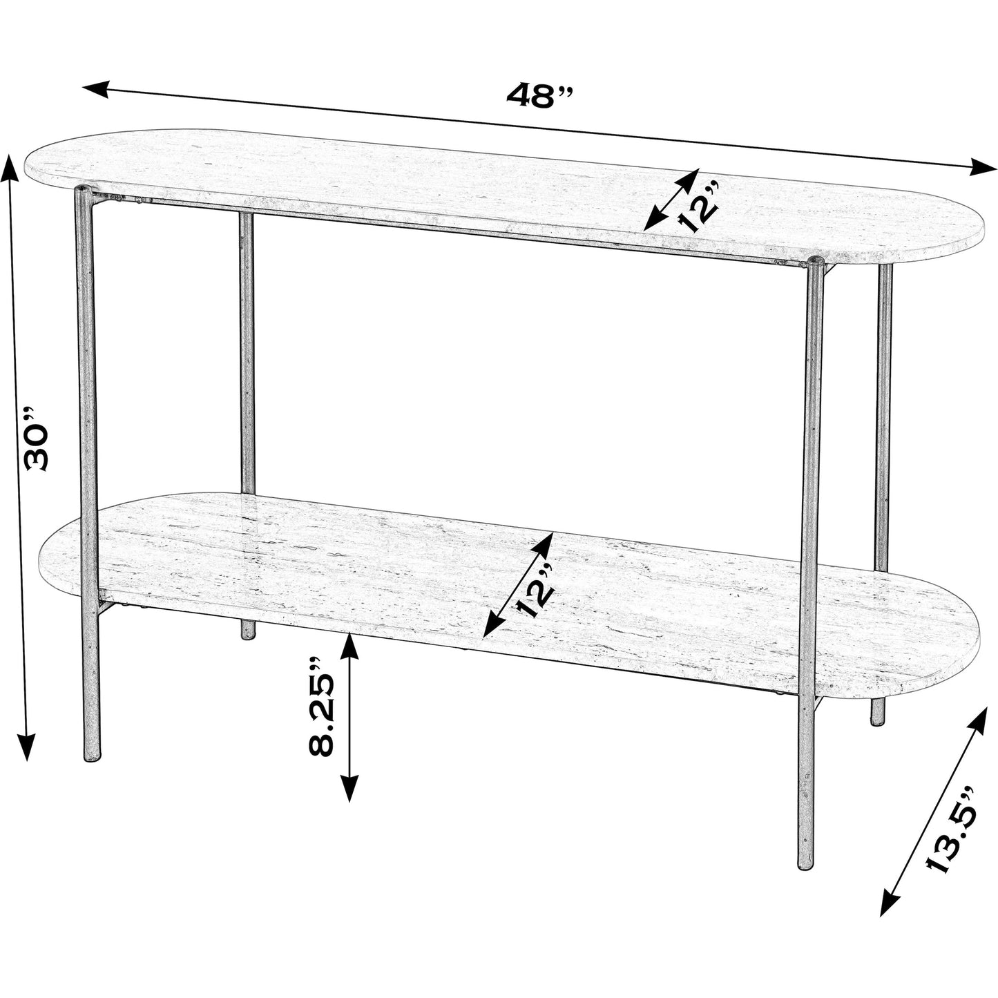 001 SI-2334012 | Additional Silo | Rinaldi 2-Tier Console Table by Butler Specialty Company in natural. Made from iron, travertine marble and mdf in a transitional style.