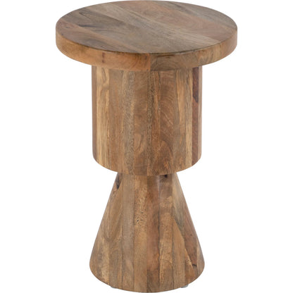 Botswana Abstract Pedestal Base Side Table by Butler Specialty Company in brown. Made from mango solids in a transitional style.